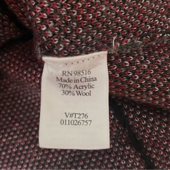Coldwater Creek Cardigan Sweater Floral Knit Wool Gray Red Black XS - Picture 9 of 9